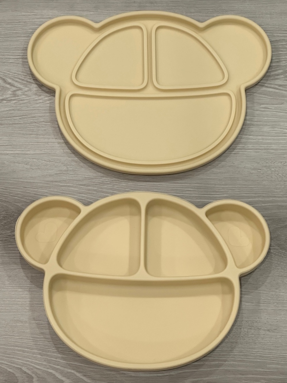 Neutral Beige Bear-Shaped Silicone Kids Plate - Divided Feeding Tray